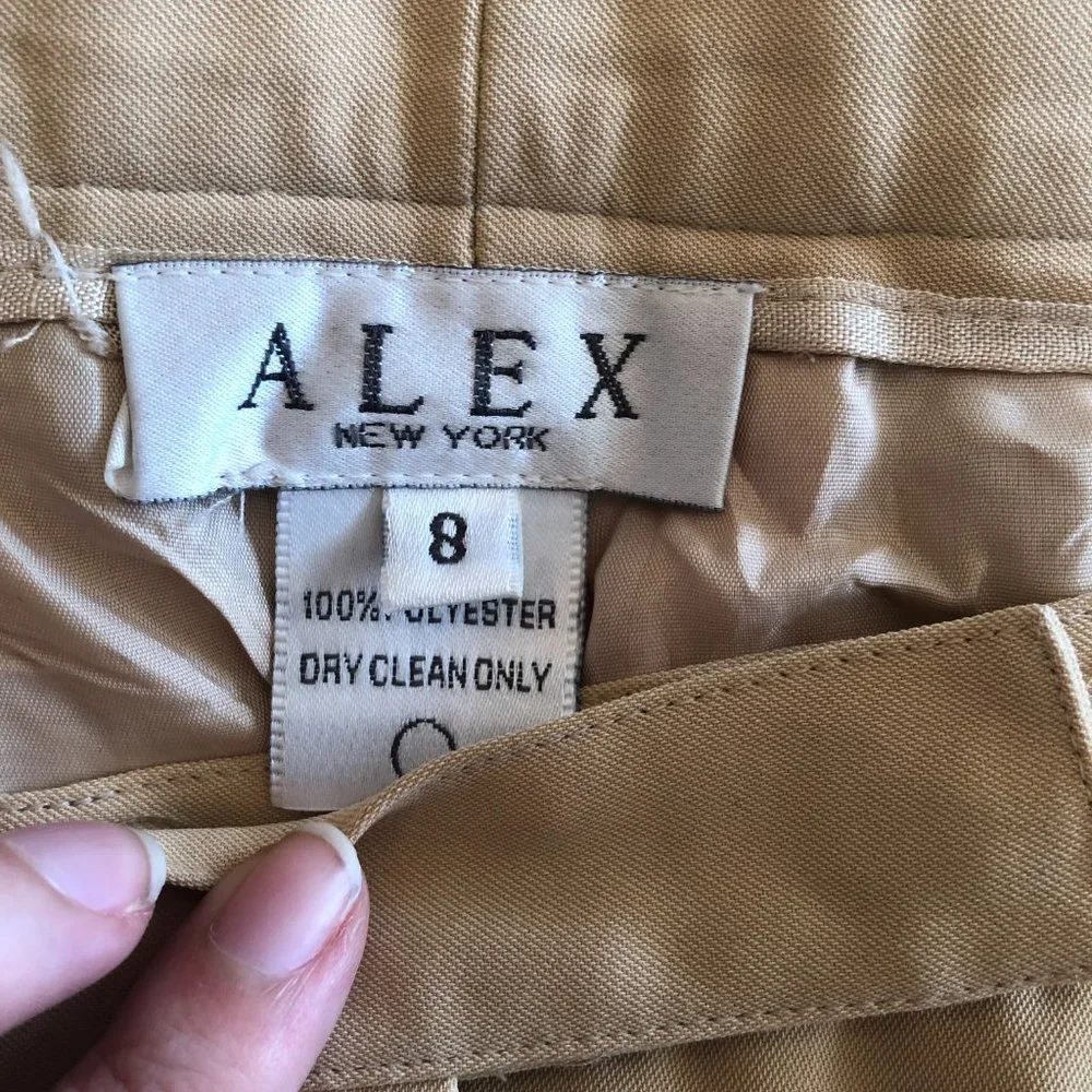 Alex New York Tailored Tan Trousers | Lined Straight Leg Pants | Size 8 - Picture 4 of 10